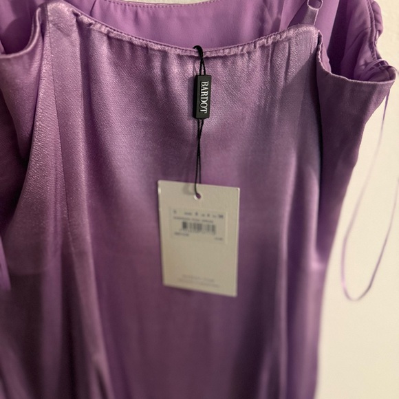 Bardot Lilac Asymmetrical Satin Dress - Picture 7 of 7